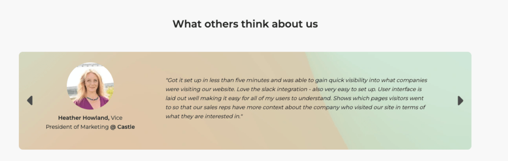 Testimonial Social Proof Example